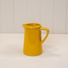 Burnt Yellow Ceramic Jug with Handle x 14cm - Home Flower Vase Decoration