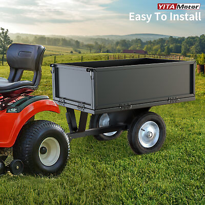 #ad Black Steel Dump Cart Tow Behind Solution for Lawn Tractors 500 LBS Capacity $170.04