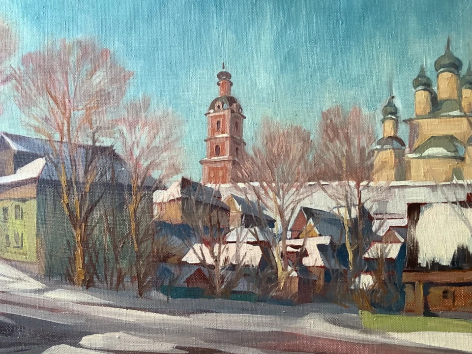 ANTIGUO PAISAJE RUSO EN INVIERNO - GRAN PINTURA AL ÓLEO IMPRESIONISTA FIRMADA Foto 3 de 4