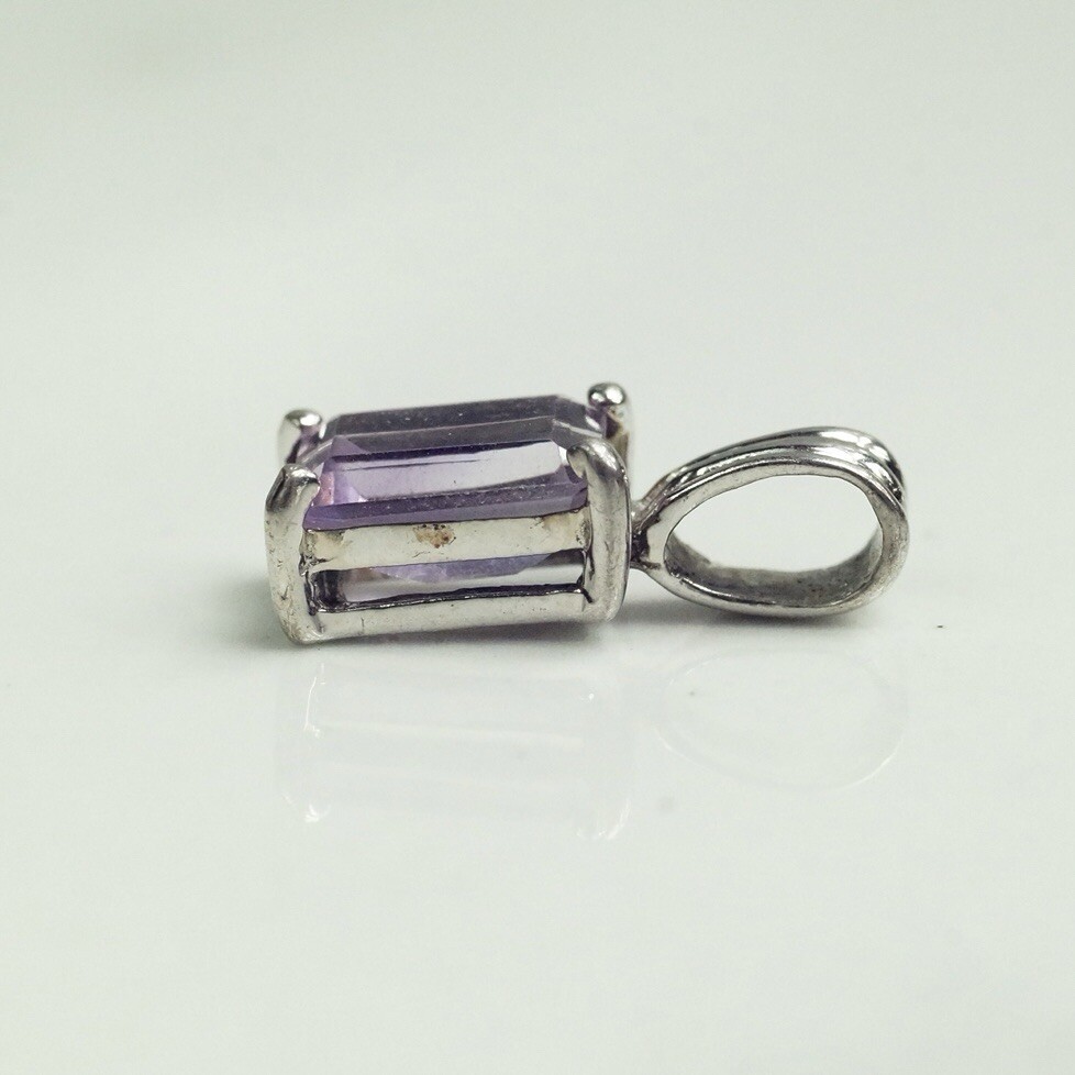 Sterling Silver Rectangle Amethyst Pendant | eBay