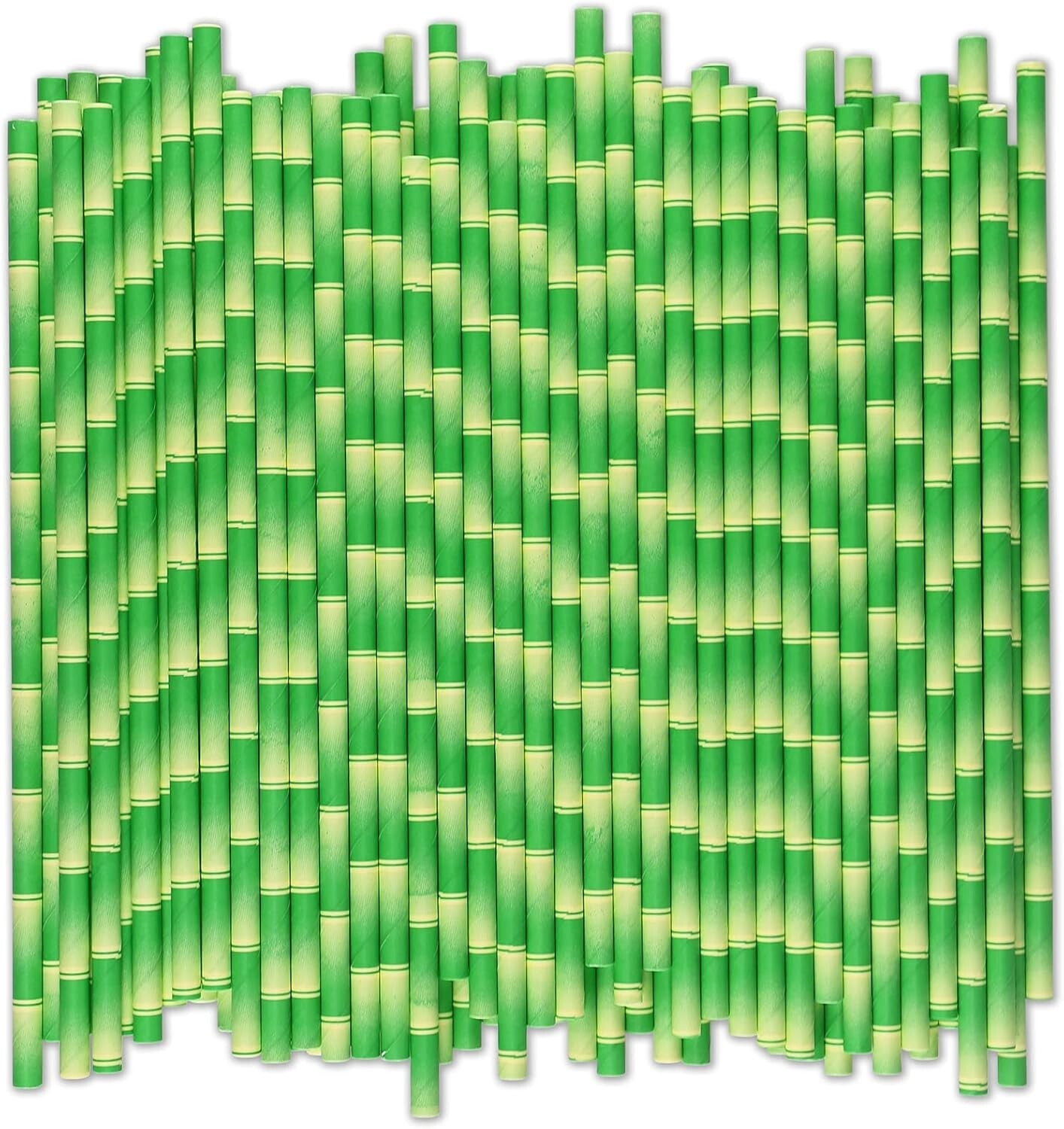 1000 Count Biodegradable Bamboo Print Paper Straws - Eco-Friendly & Sturdy