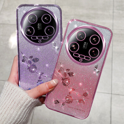Handyhülle für Xiaomi 14 Pro 12 13 11 Poco M6 Pro Glitzer Blume Rückseite Hülle