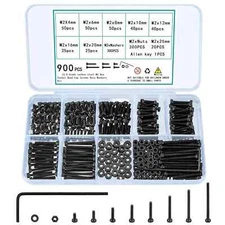 900 Pcs M2 Screws Bolts and Nuts Assortment Kit, Small Hex Socket Head Cap Screw