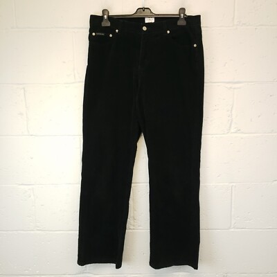 Calvin Klein Cord Jeans High Rise W34 L32 Damen Schwarz Vintage Relaxed Loose