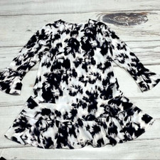 Bar III Dress Size M Medium Black White Floral Nordstrom Ruffles Bell Sleeves
