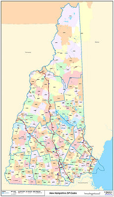 New Hampshire State Zipcode Laminated Wall Map | eBay