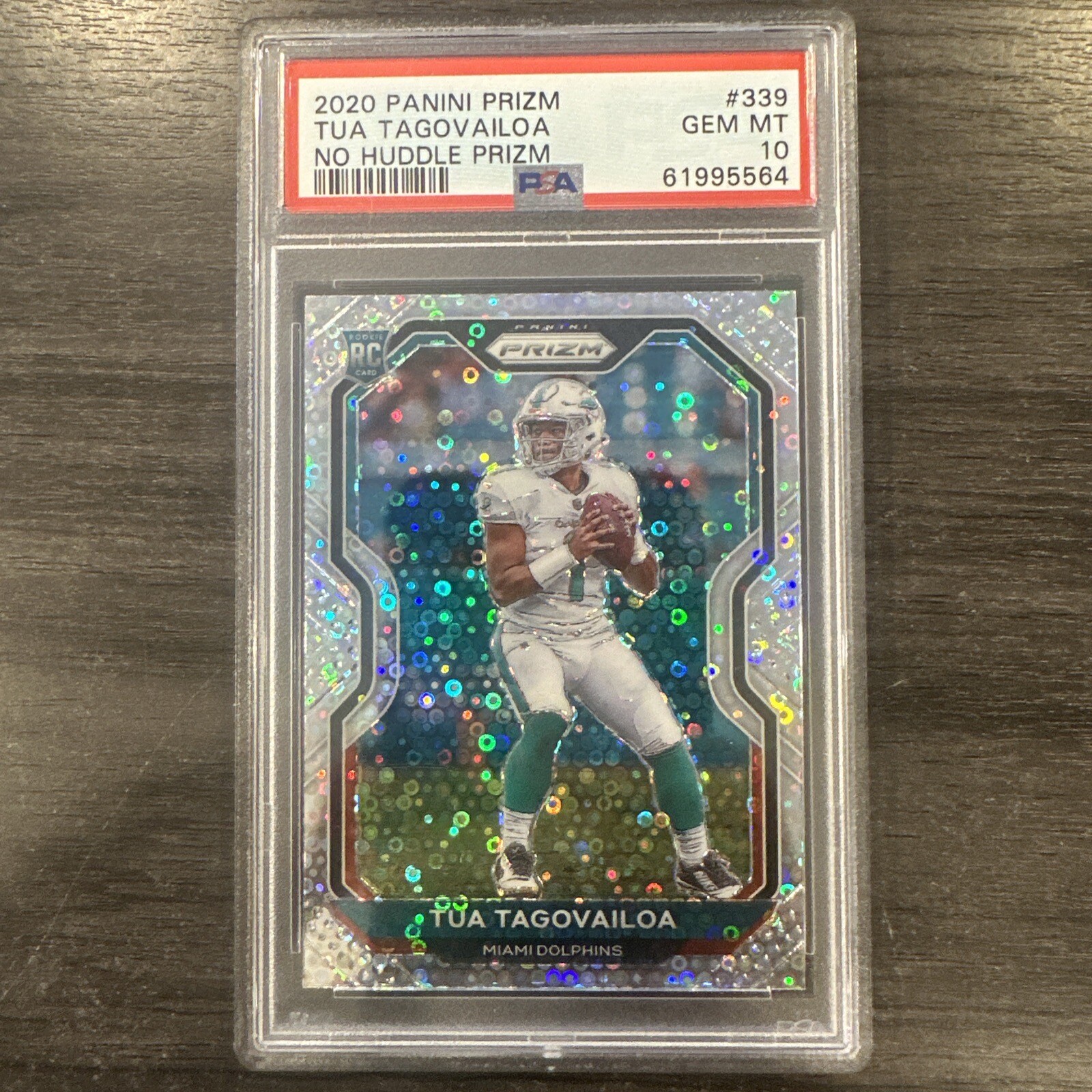 2020 Panini Prizm Tua Tagovailoa No Huddle Rookie RC #339 Dolphins PSA 10