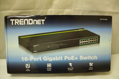 TRENDnet 16-Port Gigabit PoE+ Switch, 16 x Gigabit PoE+ Ports, 246W PoE Power Bu