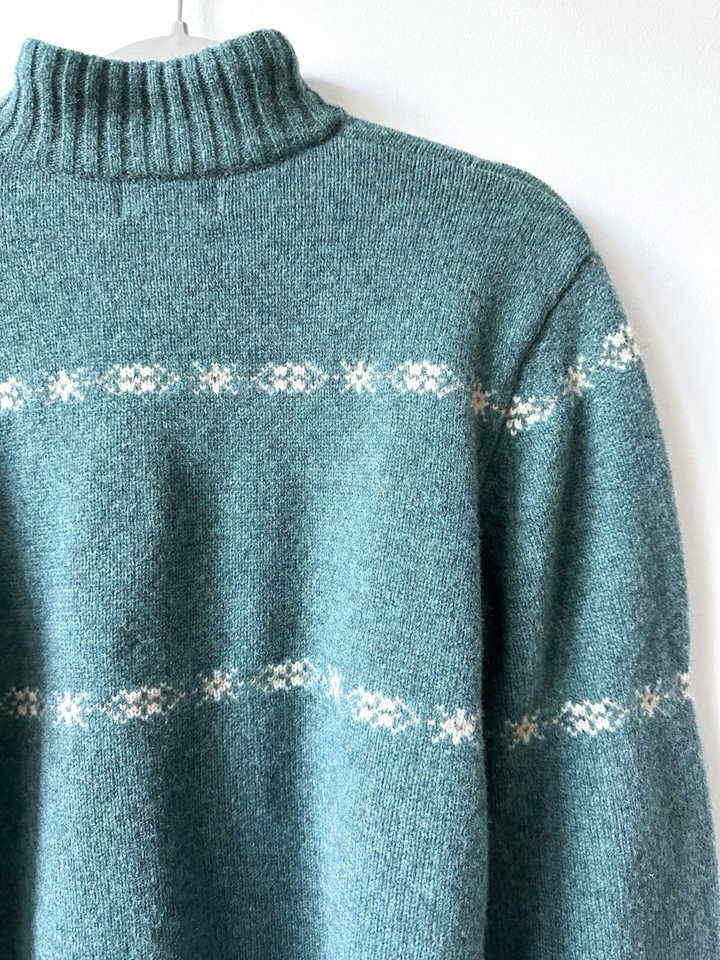 Woolrich Women’s LT Mallard Fair Isle Button Pullover Wool Sweater Green XL eBay
