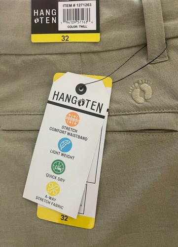 Pantaloncini ibridi da uomo Hang Ten, in twill marrone chiaro (taglia 32) CR - Foto 6 di 6