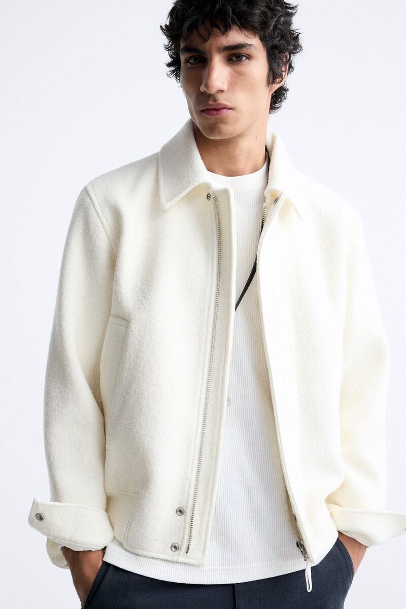 New Zara Boucle Textured Jacket Wool Blend S White 3286/507 New Zara Boucle Textured Jacket Wool Blend S White 3286/507