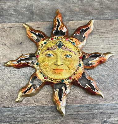 Celestial Sun Garden Mosaic, Resin Design Wall Decor 9 IN