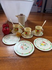 Vintage Chilton Apple Tea Party Plates, Cups, Spoons  Pitcher  Apples  Rolls 