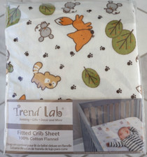 Trend Lab Baby Bed 100  Cotton Flannel Fitted Crib Sheet Animal Print