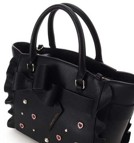 Samantha Vega 2Way Tote Bag Schultertasche Blossom Big Ribbon Frill SCHWARZ NEU - Bild 3 von 15