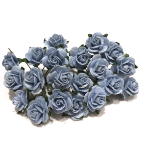 dusky blue open mulberry paper roses flowers crafts card making paper rose flower making