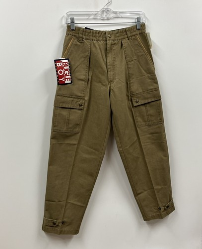 Vintage Bugle Boy Pants Youth Xl Brown Cargo Tapered 27x27 Boys 90s - Picture 2 of 9