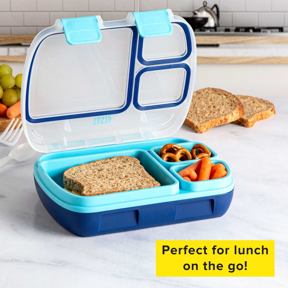 Kids & Adults Bento Lunch Box with Removable Tray and Handle in Blue  