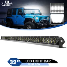 6D Dual Row 32'' LED Work Light Bar Spot Flood Driving Offroad SUV Truck UTV 4X4