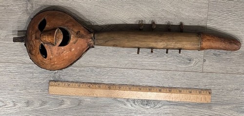 Altes bis antikes afrikanisches handgeschnitztes Kora Instrument Kürbis primitive Volkskunst - Bild 8 von 8