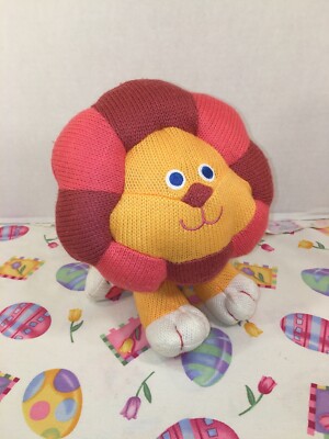 VGUC-10  Trudi Knit Orange Red Lion Plush Yarn Stuffed Animal