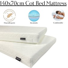Image of Cot bed Foam Mattress 140x70cm With Quilted Removable Zipped cover