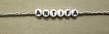 ANTIFA BEAD BRACELET with White Black Beads - Box Clasp, Approx. 7"
