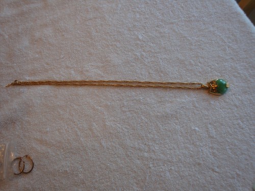 KRONE TRIFARI Eule GELEE BAUCH grün Lucite Faux Jade Anhänger goldfarben Halskette - Bild 6 von 12