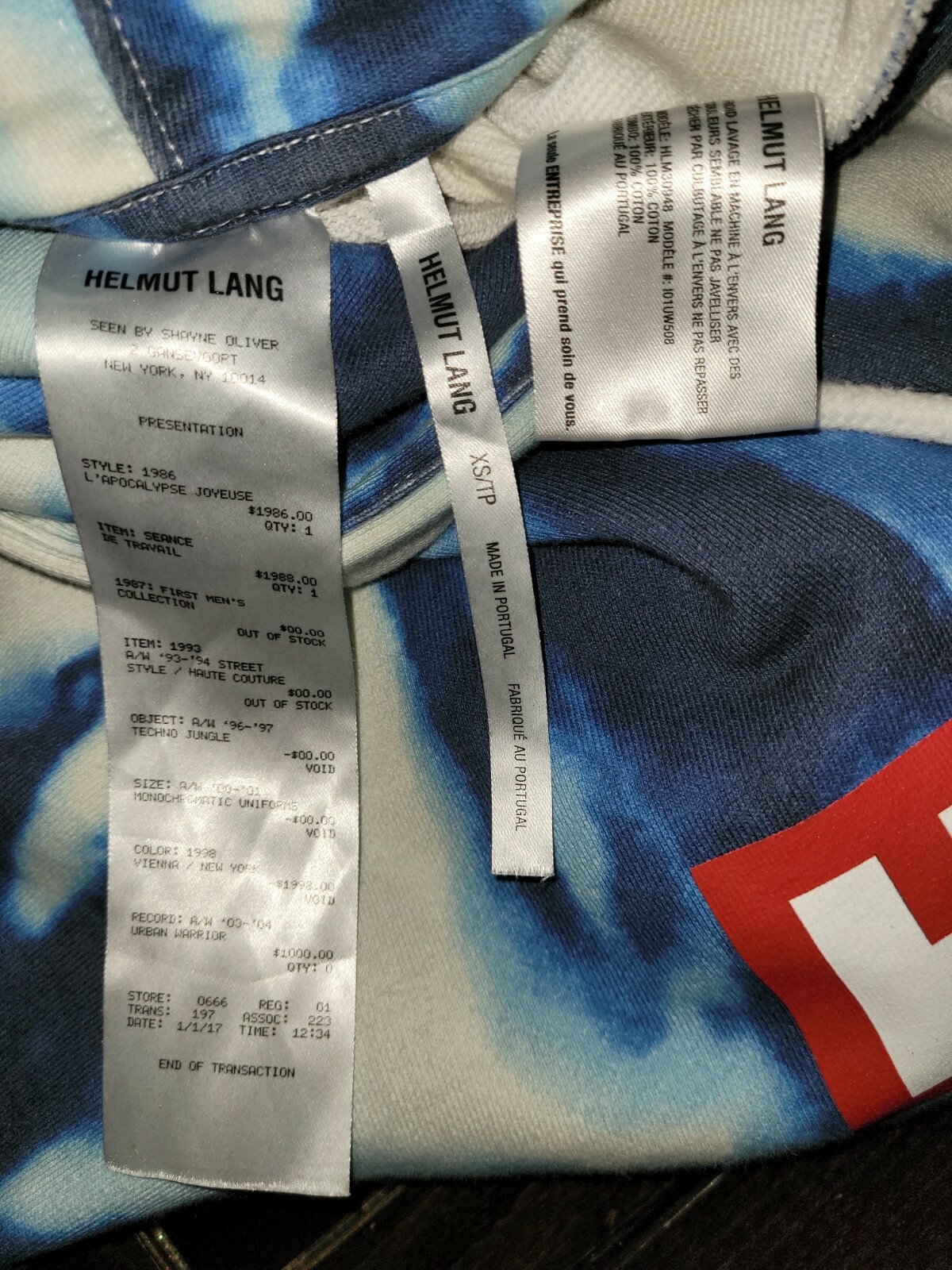 Original HelmutLangSpringTour2018HoodieBleachedTi… - image 9