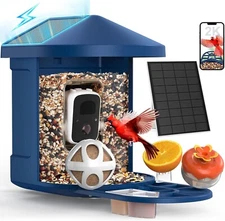 AI Smart Bird Feeder with Camera 3 Solar Powered 2K HD Live Video AI Recognition