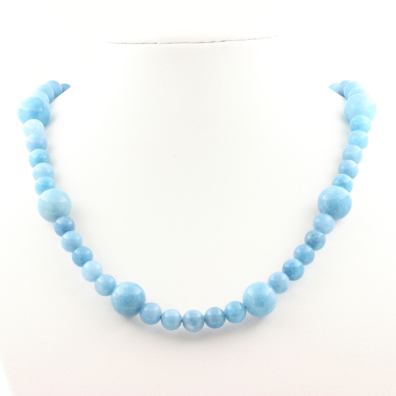 Collier calcédoine bleue perles naturelles 6mm 10mm Pierres et Minéraux