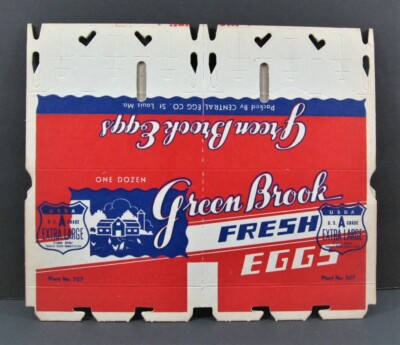 Vintage Old Central Egg Co Green Brook Farm Scene One Dozen Carton Box St Louis