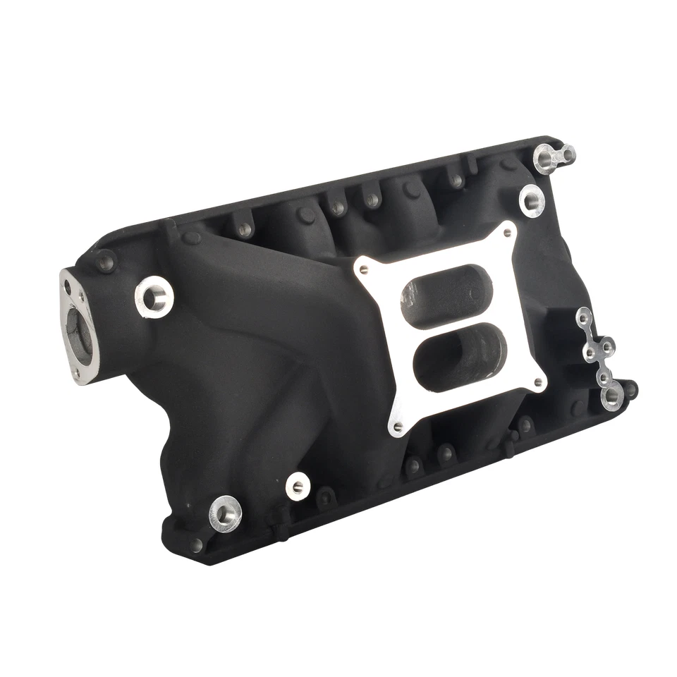 Colector de admisión de carburador de aluminio 1500-6500 para bloque pequeño Ford 351W negro Foto 2 de 4