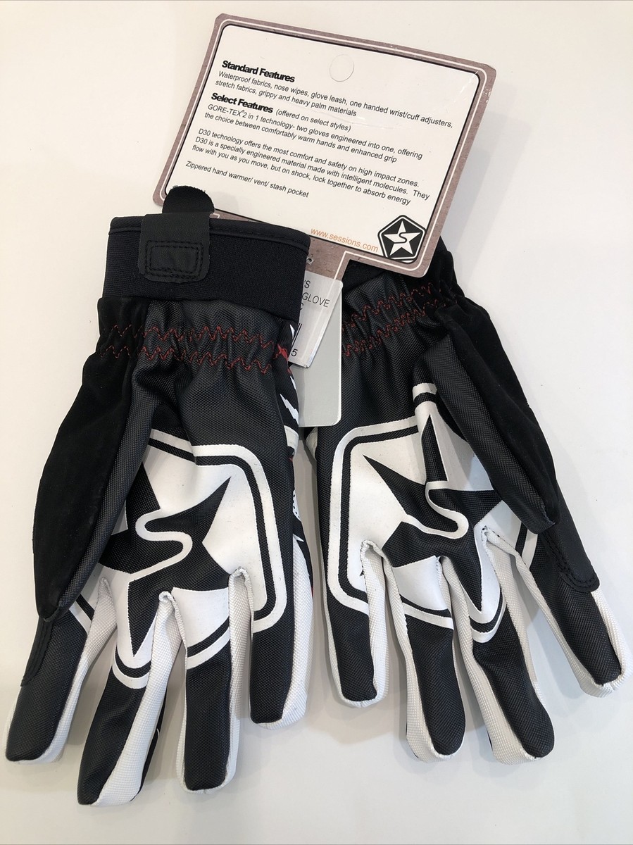 Sessions Snowboard Gloves White Small S Men Hipora Waterproof Ski
