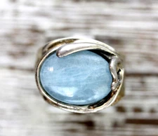 HAGIT GORALI BLUE QUARTZ STERLING SILVER 925 RING SIZE 7.5 ISRAEL DESIGNER ORGAN