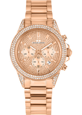 Jacques Lemans St.Tropez 1-2051B Damen Uhr Cronograph Edelstahl
