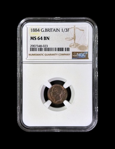 GREAT BRITAIN. 1884, 1/3 Farthing - NGC MS64 - Victoria, Malta - Picture 2 of 5