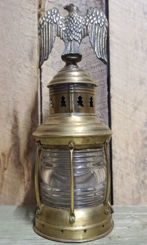 Vintage Rare Perko Marine Lamp Top, With Modified Eagle Top all Brass Lantern - Picture 4 of 9