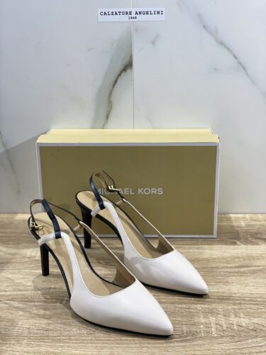 Michael Kors Zapato Mujer Sling Back Flex Pump Piel Negra Crema Con Tacón 40 - Imagen 7 de 7