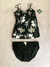 Shape FX 2 Piece Bathing Suit Floral Black Brown White New w/Tags Size 18