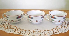Vintage Syracuse China O.P.CO CANTERBURY Teacups Tea Cups Red Flowers ~Set of 3~