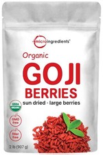 Organic Goji Berries 2lbs Large Whole Sun-Dried Berries Sulfate Free