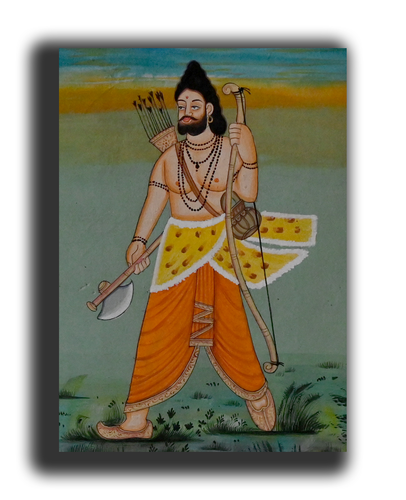 Parshuram La Encarnación Religioso Hecho a Mano Pintura 21.6x14cm Pn8668 CM - Imagen 3 de 3