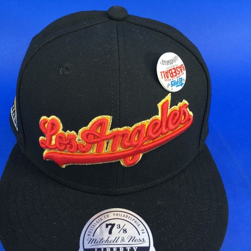 Los Angeles Dodgers Hats Men 7 3/8 Black Mitchell & Ness Topps Pin Baseball Cap - Picture 2 of 9