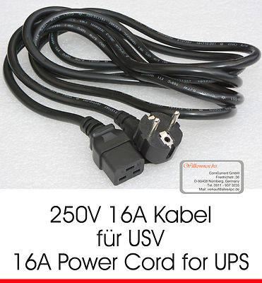 16A STROMKABEL FÜR USV UPS APC COMPAQ 295477-001 SPEZIELLES NETZKABEL GERMAN D04