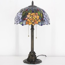 Tiffany Table Lamp Stained Glass Desk Lamp 12X12X21Inch Resin Base for Bedroo...