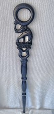 S L225 Ibibio nigerian african elephant art wooden walking cane hand made black 36”
