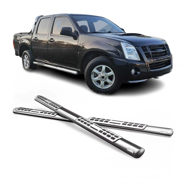 Stahl Seitenschweller Schwellerrohre FüR Isuzu D-Max Double Cab 2006-2012 Grau-image