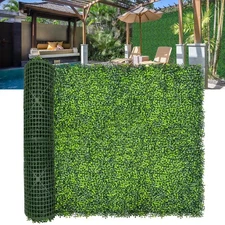 Artificial Boxwood Roll Panels 140"x 40"(39.2 SQFT) UV-Anti Faux Ivy Leaves