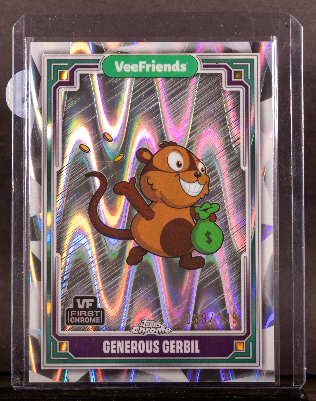 GENEROUS GERBIL 2025 Topps Chrome VeeFriends 37 First Raywave Refractor 38/199